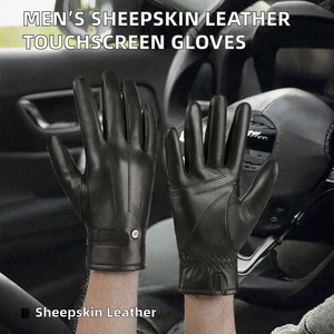 Gants de poignet en peau de mouton noire pour hommes, compatibles avec les écrans tactiles, thermiques, écologiques, pour le sport, l'hiver et l'usage quotidien - Product Image 4