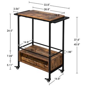 HODELY Carrelli da Cucina con Isola in Legno a Griglia Piccola, Doppio Bracciolo, Vernice Nera, Pannello a Densità Elevata con Motivo Fiamma, Spessore 1.5mm - Product Image 6