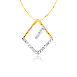 Pendentif en or jaune avec diamants ronds brillants cultivés en laboratoire, design minimaliste, bijoux pour femmes à porter au quotidien - Product Image 1