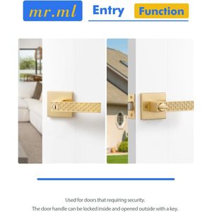 Maniglia per Porta con Serratura in Oro Spazzolato, Modello Zi, per Interni, Camera da Letto, Esterni, Ingresso Principale, Elegante Maniglia con Chiave per Casa - Product Image 2