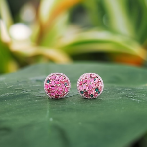 Emerald Stud Earrings in Rose Gold and Rhodium Plated Bezel Setting - Product Image 3