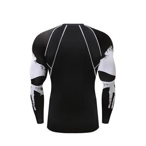 Camiseta de Compresión Deportiva para Hombre, Manga Larga, Negra con Diseño Gráfico de Salpicaduras Blancas, para Gimnasio, Entrenamiento, Deporte - Product Image 4