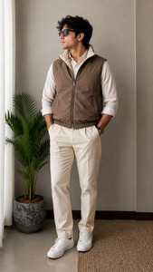 Gilet coupe-vent décontracté de luxe pour homme, léger, imperméable et respirant en toile, collection automne 2026, sans manches, personnalisable - Product Image 1