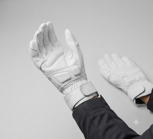 Gants de moto DUMELA INTERNATIONAL de haute qualité, vintage, en cuir véritable blanc, doublure en coton, pour l'extérieur, longueur jusqu'au coude - Product Image 4
