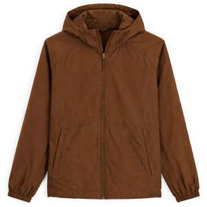 Wholesale Men's Brown Hooded Windbreaker Casual Lightweight Full Zip Outdoor Jacket Waterproof Sportswear <b>Coat</b> Autumn Fashion - Product Image 3