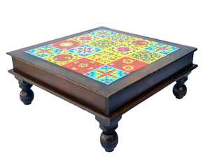Modern Wooden Handmade Pooja <b>Stool</b> for Home Temple Festival <b>Back</b> to School & Anniversary Decor - Product Image 3