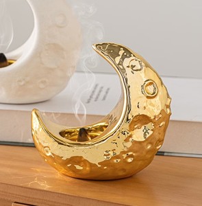 Luxury Gold Crescent Moon <b>Bakhoor</b> Burner Seed Incense Holder for <b>Oud</b> Anti-Odour Durable & Ramadan Decor - Product Image 2