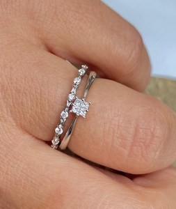 Classic Women's 925 <b>Silver</b> Plated Rhodium Eternity Band <b>Ring</b> With Natural Round Diamond Pave Setting For Engagement - Product Image 2