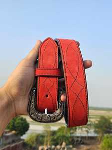 Luxury Hand Crafted Suede Leather Vintage Western <b>Belt</b> Made with 100% Genuine Leather Premium Finish Eco-Friendly - Product Image 3