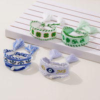 Bracelets tissés vintage en tissu brodé papillon, motif œil porte-bonheur, pierre naturelle, bijoux de mariage pour femme