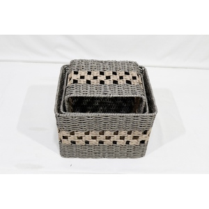 Wholesale <b>Set</b> 3 Pcs Poly Storage Baskets Handles Multifunctional Clothing Organizer for Kitchen Wardrobe Living Room <b>Bedding</b> - Product Image 1