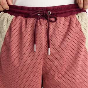 Custom <b>Men's</b> <b>Red</b> Mesh Bermuda <b>Shorts</b> With White Side Stripe Drawstring Waist Mid Rise Breathable Polyester Casual Sport <b>Shorts</b> - Product Image 5