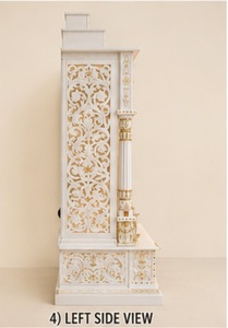 Modern White Wooden Pooja <b>Mandir</b> with Om Chakra Pooja Ghar Design with LED Backlight Custom Pooja Temple Cabinet for Home UK - Product Image 3
