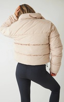 Blouson court matelassé pour femme Hiver 2023, manches longues, couleur unie, effet bulle, tricoté, respirant, coupe-vent, rembourrage en coton