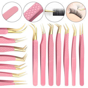 Pinzas para pestañas con punta de fibra de acero inoxidable al mejor precio, nuevas pinzas para pestañas con punta dorada. - Product Image 6