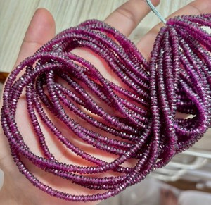 Natural Rhodolite <b>Garnet</b> Faceted Rondelle Gemstone Beads Strand for Jewelry Making <b>Bracelet</b> Necklace & Earrings Wholesale - Product Image 3