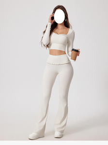 2026 Yoga Fitness Workout Gym Active Custom Logo Sports Bra With Flare Leggings <b>Set</b> for Woman - Product Image 2