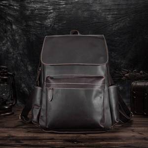 Vintage Genuine Leather 15.6 inch Laptop <b>Backpack</b> <b>Waterproof</b> Travel Rucksack with Anti-Theft Pocket LBP-0352 - Product Image 1