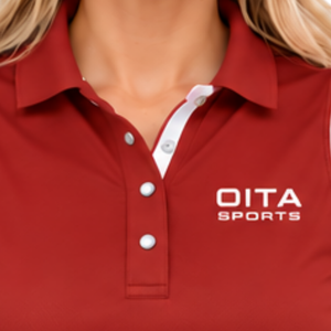 Polo sans manches rouge foncé pour femme, coupe ajustée, col à empiècements, pour l'équitation et l'entraînement, personnalisable, vente en gros, performance - Product Image 5