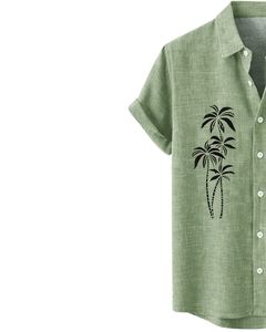 Chemise à manches courtes boutonnée à imprimé tribal vert sauge, vêtements de plage décontractés pour hommes, fabricant OEM sur mesure, approvisionnement en gros - Product Image 3