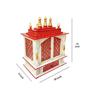 Templo de madera blanco tallado a mano decoración del hogar rojo - Product Image 3