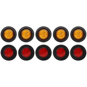 10 Pezzi Luci Posteriori a LED per Rimorchio e Camion, 2 Pollici, 4 LED, Anello in Gomma, 12V, Luce Freno e Indicatore, 5 Coperture Rosse + 5 Coperture Gialle - Product Image 1