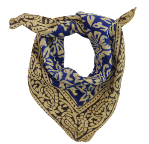 Bandana bleu indigo en coton imprimé à la main, style bohème, foulard floral, bandana fait main, cadeau pour femme - Product Image 6