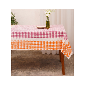 <b>Blue</b> And Pink Colour Geometric Triangle Table Cloth Cotton Blend Dining Table Cover Custom Size Custom Weight Made to Order - Product Image 2