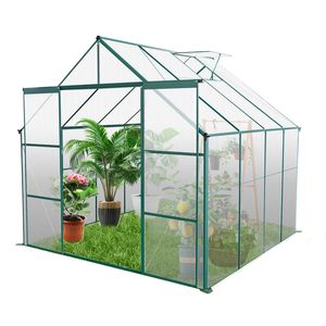 Serre en polycarbonate 8x8 pieds à double porte, base surélevée en aluminium robuste, pour jardins extérieurs - Product Image 4
