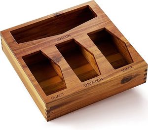 ที่เก็บถุงซิปล็อคไม้แบบโมเดิร์น 4 ช่อง แขวนผนัง กล่องเก็บถุงใส่อาหารสำหรับลิ้นชักครัว - Product Image 2