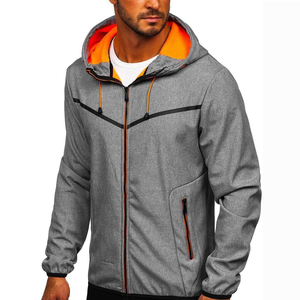 Veste en polaire orange pour homme, couleur unie, fermeture éclair, coupe-vent, softshell, vêtements d'extérieur décontractés pour l'automne - Product Image 4
