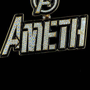 Lujo Hip Hop Iced Out Custom Black Esmalte Carta Colgante S925 Plata 14K Chapado en oro Moissanite Diamond Bali Logo Colgante - Product Image 5