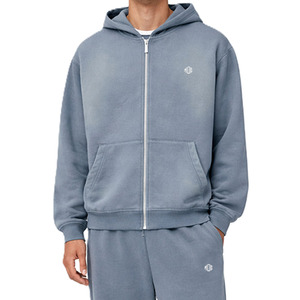 ชุดวอร์มผ้าฝ้ายพรีเมียมแบบมีซิปพร้อมฮู้ดสำหรับผู้ชาย ชุดจ็อกเกอร์พร้อมโลโก้สั่งทำ คุณภาพสูง ขายส่งเสื้อฮู้ด ผู้ผลิต OEM - Product Image 3