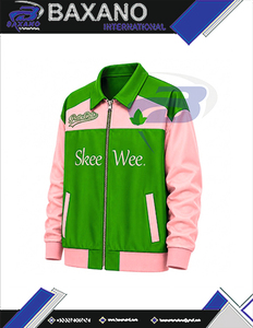 Alfa |   Kapa |   Chaqueta Varsity Alpha Sorority Skee Wee Pretty Girls, Color Verde y Rosa, Cierre de Cremallera Frontal, Logotipo AKA, Chaqueta para Mujer - Product Image 5