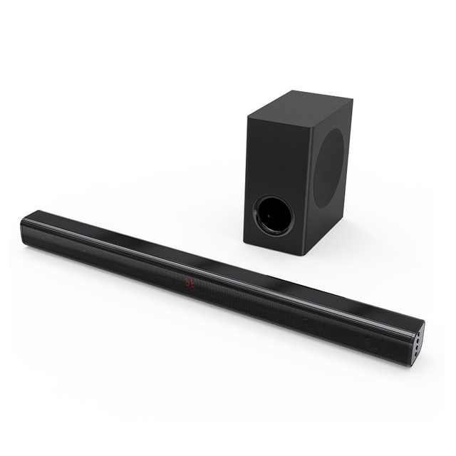 2.1ch Bluetooth Soundbar Wired Subwoofer 3D Surround Sound 80W Output Power Remote Control Sound Bar for TV