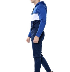 ชุดวอร์มมีฮู้ดสีน้ำเงินสำหรับผู้ชาย เสื้อสเวตเชิ้ตแบบเต็มตัวพร้อมกระเป๋าข้าง ใส่สบายๆ ในฤดูใบไม้ร่วง ทรงพอดีตัว - Product Image 3