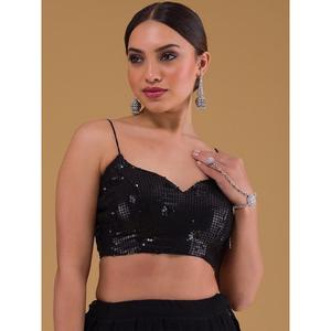 Fabulous Black Georgette Recepción Wear Lehenga Choli con PETTICOATS bordados - Product Image 3
