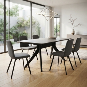 Premium wooden salsa dining table minimalist <b>solid</b> teak <b>wood</b> kitchen dining room rectangular table dinner <b>desk</b> frame spaces unit - Product Image 3