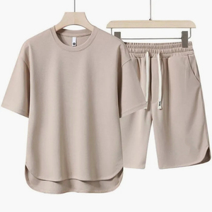 Conjunto de Pantalones Cortos y Camiseta de Manga Corta para Hombre, Estilo Deportivo Holgado y Moderno para Verano, Conjunto de 2 Piezas - Product Image 2