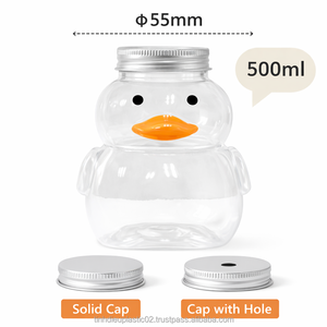 Cute Duck Shape 500ml PET Aluminum Screw Lid OEM <b>Packaging</b> Export Asia <b>Plastic</b> Bottles for Milk Tea Juice Coffee - Product Image 4