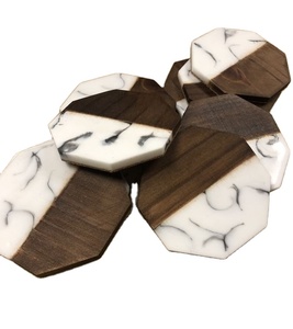 4 Pcs Résine et Bois Design Personnalisé Meilleurs Sous-verres avec Support pour Boisson Café Thé pour Bureau et Maison - Product Image 3