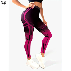Women High Waist Sports <b>Leggings</b>, Compression Fit, Color Block Design, Striped <b>Pattern</b>, For Fitness & Workout - Product Image 3