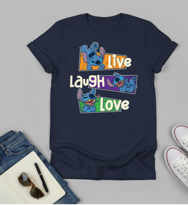 Camiseta Azul Marino Premium de 220 GSM 100% Poliéster, Venta al por Mayor, con Estampado Frontal 'Live Laugh Love' | - Product Image 2