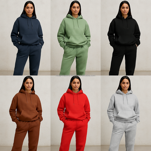 Conjunto Deportivo Largo para Mujer 2026, Chaqueta con Capucha y Pantalones Largos, 100% Algodón, Resistente al Viento, Estampado Deportivo, Ropa Urbana - Product Image 2