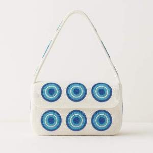 Sac à main décontracté indien fait main de luxe avec accessoires de mode en cristal, poignée perlée multicolore et durable, style baguette, local - Product Image 4