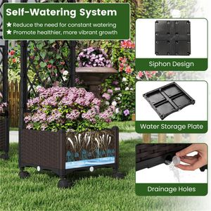Fioriere Verticali Grandi da 5,5 FT con Ruote Bloccabili, 2 Configurazioni, Autoirriganti, con Spalliera Integrata 2 - Product Image 4
