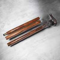 Canne de marche pliable créative en forme de tête de renard avec poignée en laiton gravée, en bois artisanal de style steampunk, pour usage quotidien, cadeau