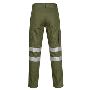 Custom Men's Olive Green Reflective Breathable Work Fashion Workwear Shirt and Pants Set High Visibility <b>Uniform</b> Cotton Material - Product Image 5
