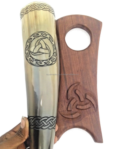 Promotion nouveau Style fait à la main buffle corne à boire avec support sculpté ivoire décoration exporté en gros de l'Inde - Product Image 6