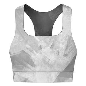 Soutien-gorge de sport blanc sans coutures respirant grande taille avec dos nageur, maintien léger, logo frontal pour la gym, le yoga, la course et le fitness - Product Image 3